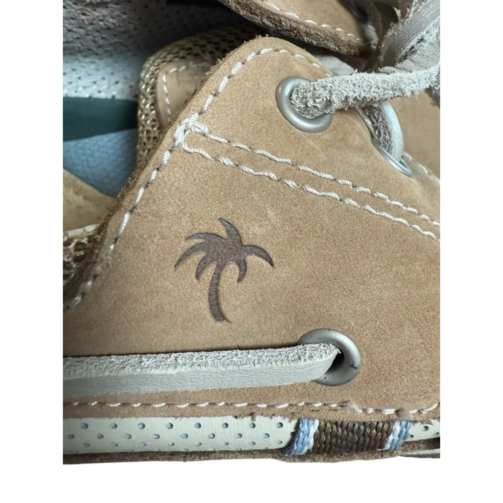Margaritaville Tan Leather Boat Shoes Size 11